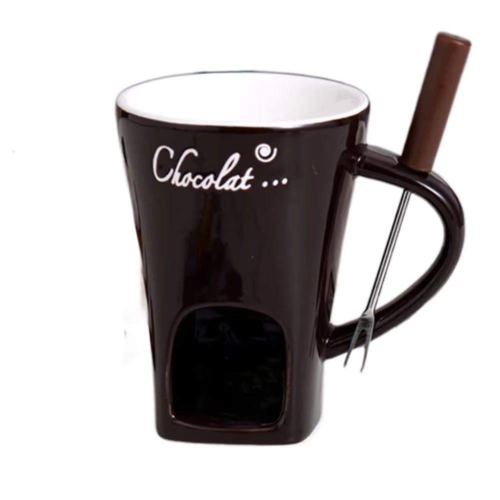 Personal Fondue Mug Set Mini Fondue Pots Chocolate Cheese Ice Cream Fondue Maker Kit Individual Butter Melter Cup Small Warmer