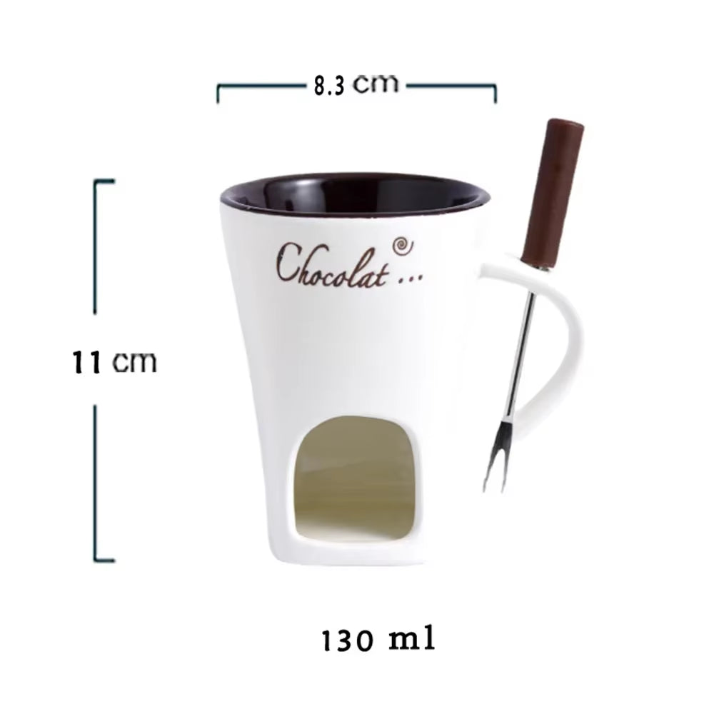 Personal Fondue Mug Set Mini Fondue Pots Chocolate Cheese Ice Cream Fondue Maker Kit Individual Butter Melter Cup Small Warmer